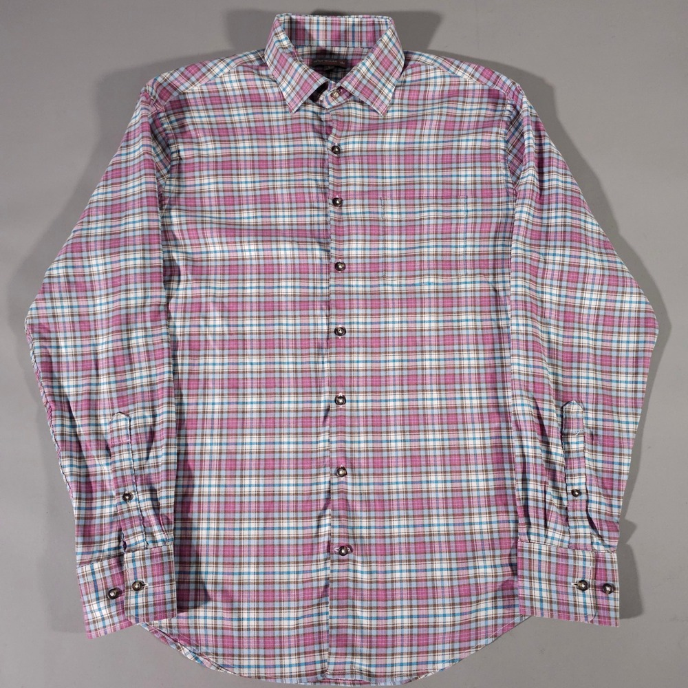 Peter Millar Button‎ Down Mens Large Pink Plaid Crown Sport MF17EW63SL